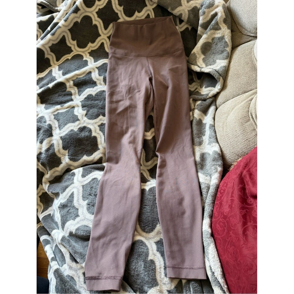 90 Degree By Reflex Mauve Ribbed High-Waist Kids Leggings
